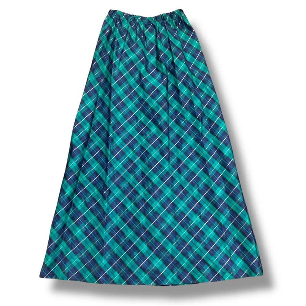 VTG Anthony Richards Womenโs Skirt Tartan Blue Green Holidays Sz 10 Retro Grunge
